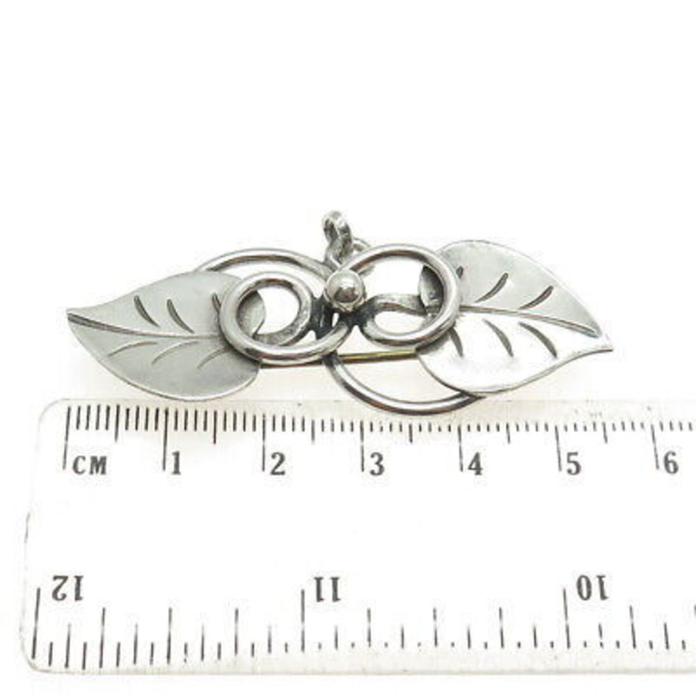 GEORG JENSEN 925 Sterling Silver Antique USA Floral Leaf Pin Brooch #113 - Picture 3 of 8
